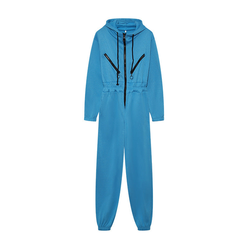 Damen Freizeit-Jumpsuit mit modernem Kapuzen-Design und praktischen Taschen Stalluxe