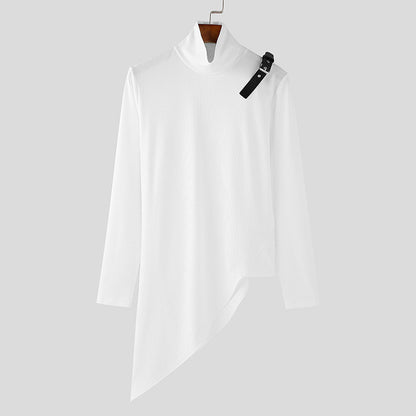 Damen asymmetrisches Longsleeve mit Stehkragen und modernem Riemen Stalluxe