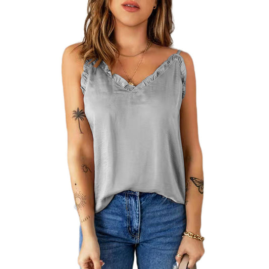 Damen luftiges Trägertop mit Rüschendetails Stalluxe