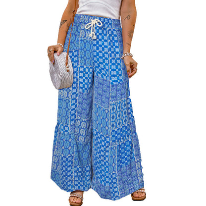 Damen Weite Sommerhose mit buntem Patchwork-Muster Stalluxe