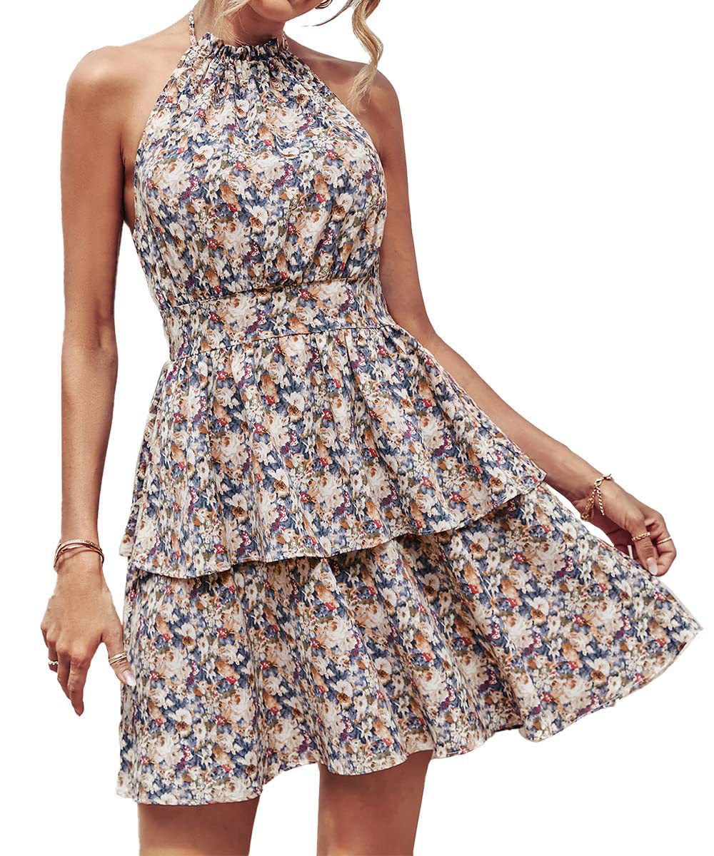 Damen Sommerliches Kleid mit fließendem Rock und floralem Design Stalluxe