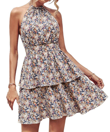 Damen Sommerliches Kleid mit fließendem Rock und floralem Design Stalluxe