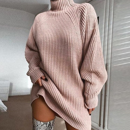 Damen Oversized Strickpullover mit hohem Kragen Stalluxe