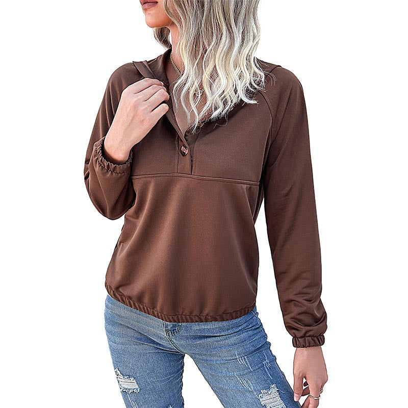 Damen Sportpullover mit Kapuze und Knopfleiste Stalluxe