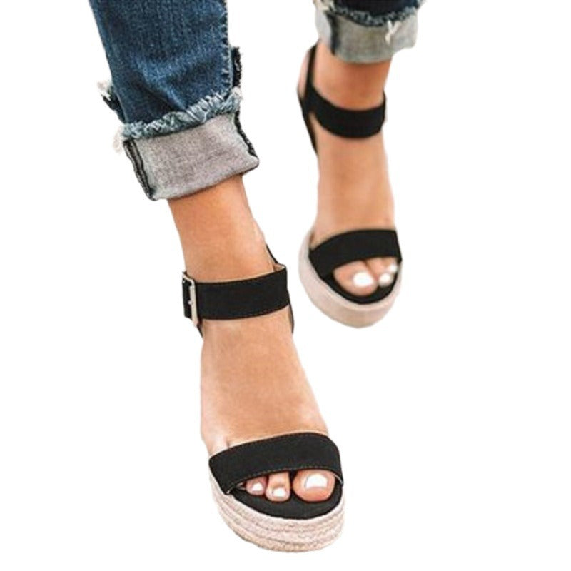 Damen Wedge-Sandalen mit schmalem Riemen und bequemem Fußbett Stalluxe