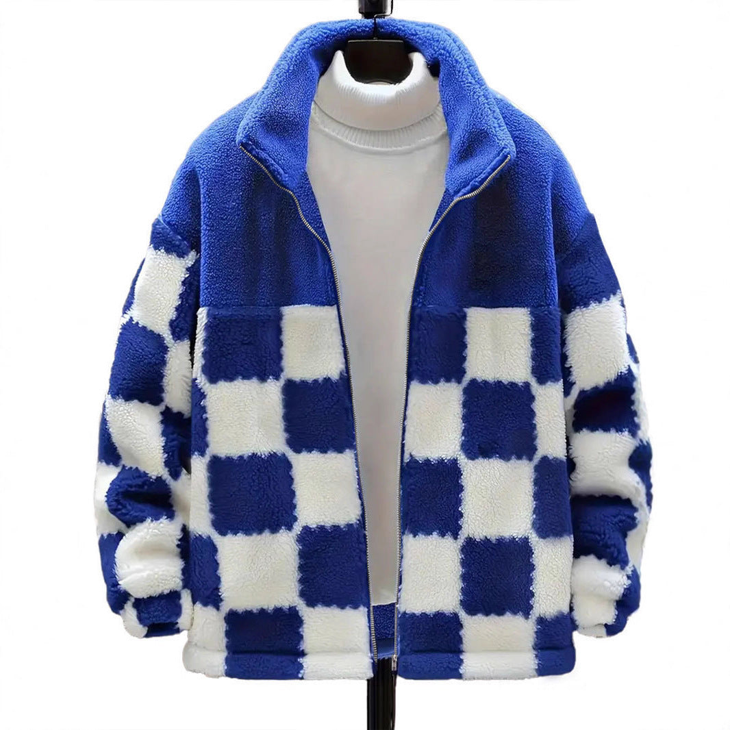 Damen Flauschige Jacke im modernen Karomuster Stalluxe
