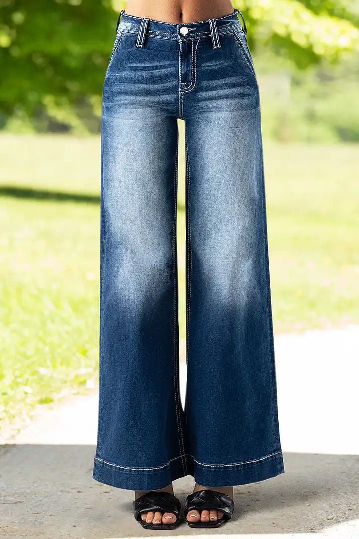 Damen Weit geschnittene Denim-Hosen Stalluxe