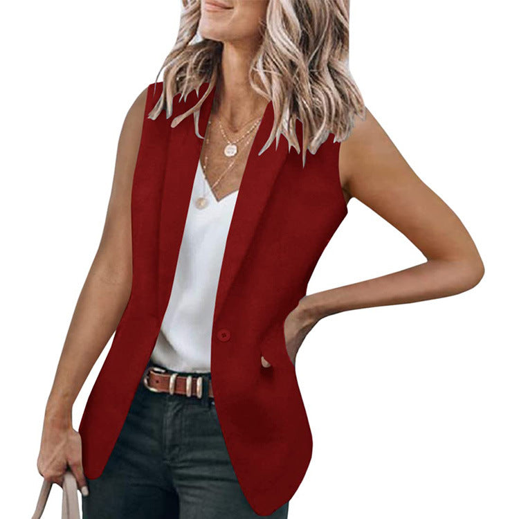Damen Ärmelloser Blazer im modernen Schnitt mit tiefen Taschen Stalluxe