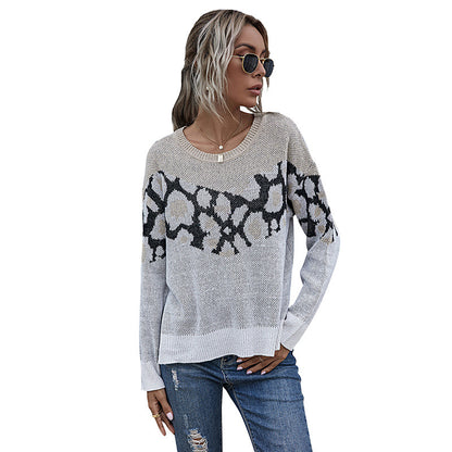 Damen Strickpullover mit modernem grafischen Muster und lässigem Schnitt Stalluxe