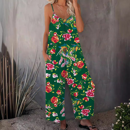 Damen Sommerlicher Jumpsuit mit floralen Mustern und weitem Schnitt Stalluxe