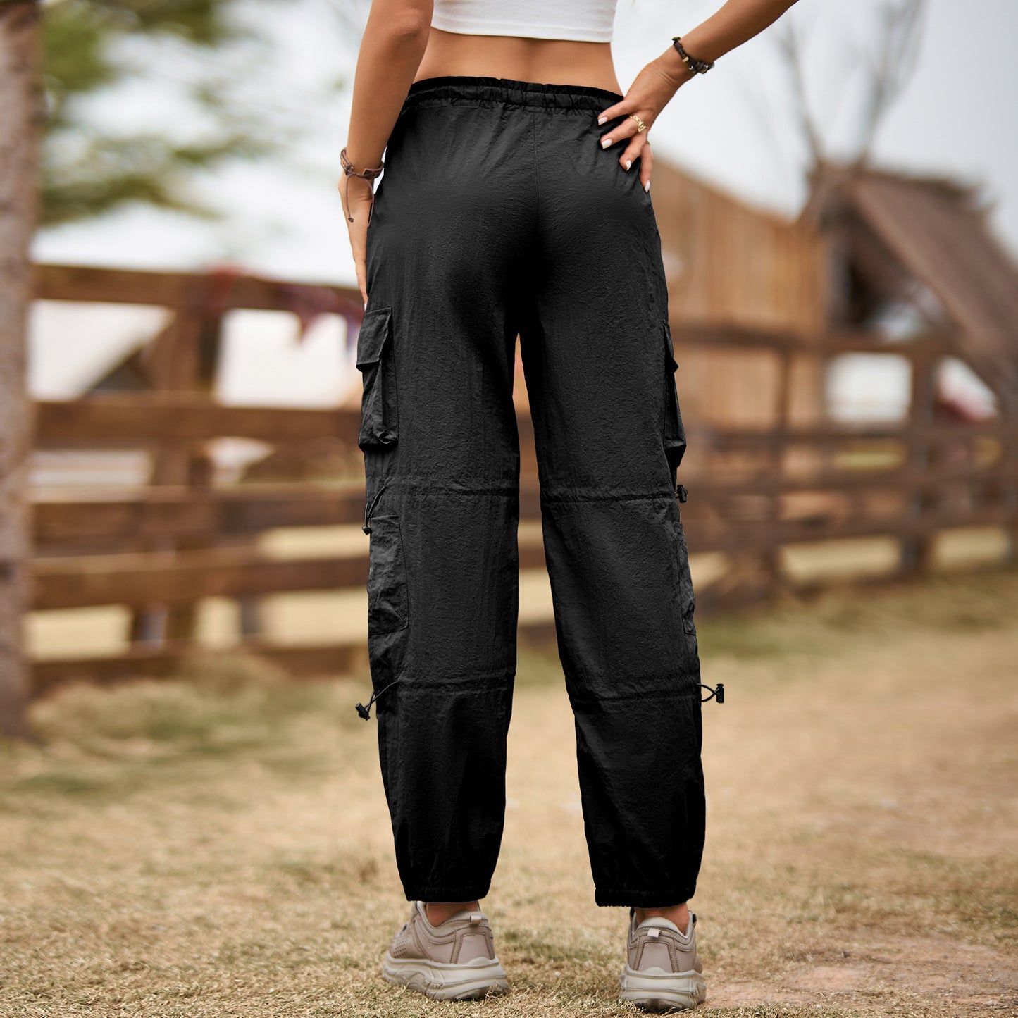 Damen Cargo Jogger-Hosen mit Kordelzug und Taschen-Detail Stalluxe