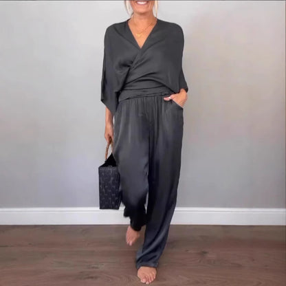 Damen elegantes und bequemes Satin-Hosenanzug Stalluxe