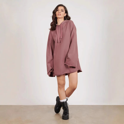 Damen lässiges Oversized Hoodie-Kleid mit Kapuze und langen Ärmeln Stalluxe