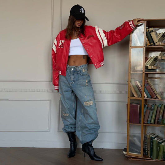 Damen sportliche Varsity-Jacke mit lässigem Schnitt und moderner Applikation Stalluxe