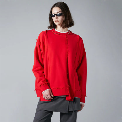 Damen Oversized Sweatshirt mit lässigem Schnitt und trendigen Designelementen Stalluxe Rot