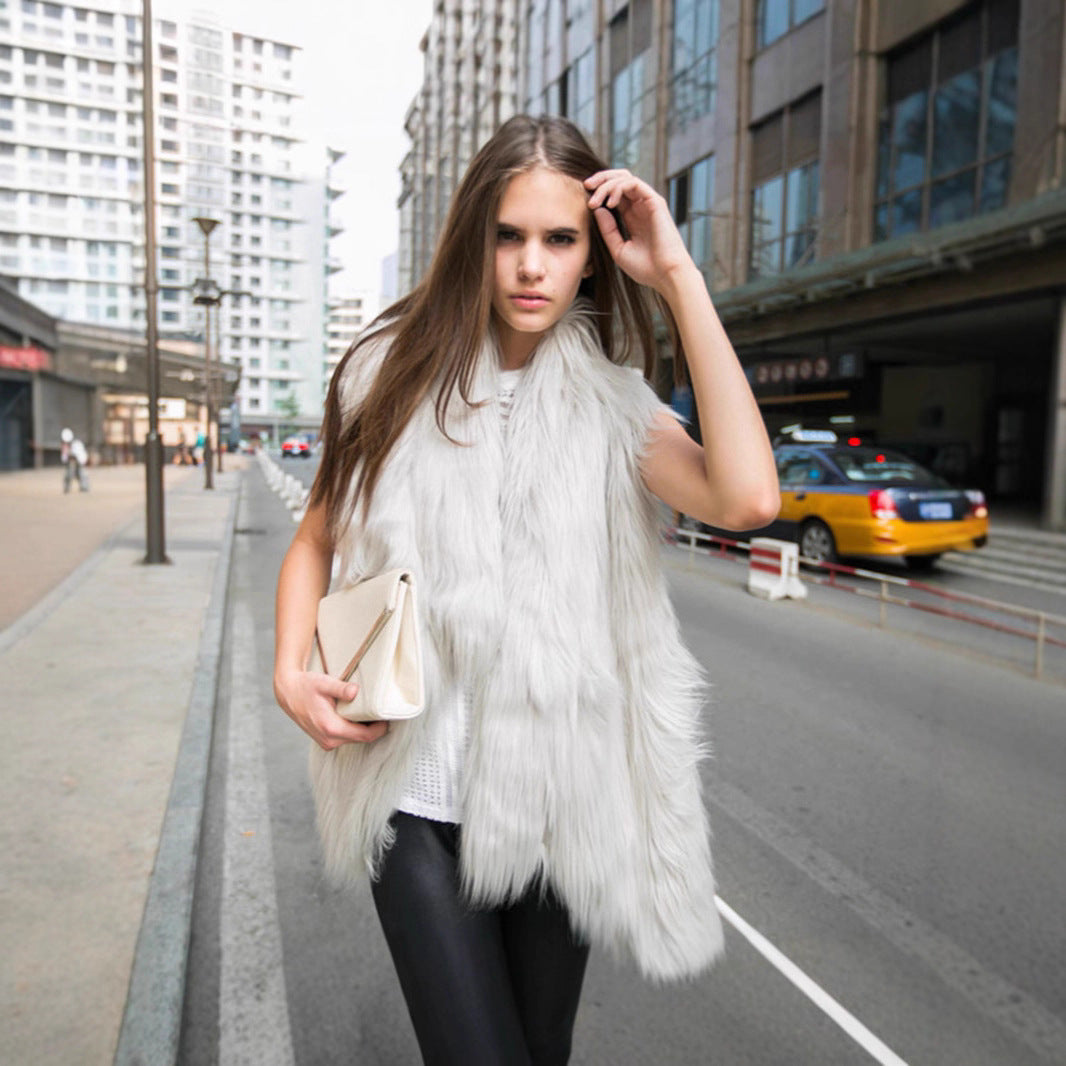 Damen Modischer Kunstpelz-Weste Stalluxe