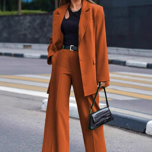 Damen Elegantes Oversized Blazer-Set mit weitem Hosenbund Stalluxe
