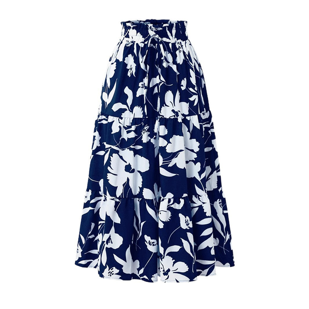 Damen Maxirock mit fließendem Schnitt und floralem Design Stalluxe