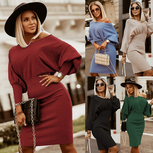 Women's Off-Shoulder Knit Dress Stalluxe