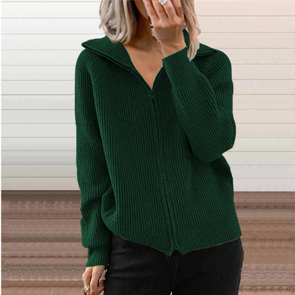 Damen Strickjacke mit hohem Kragen und durchgehendem Reißverschluss Stalluxe