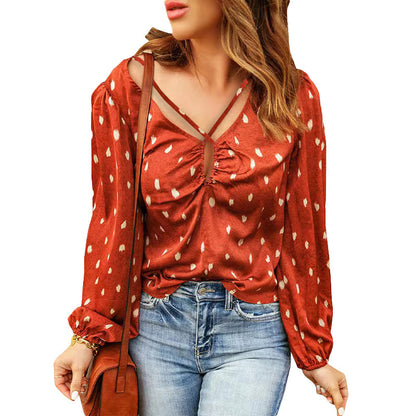 Damen Bluse mit dekorativem Ausschnitt und langen Ärmeln Stalluxe