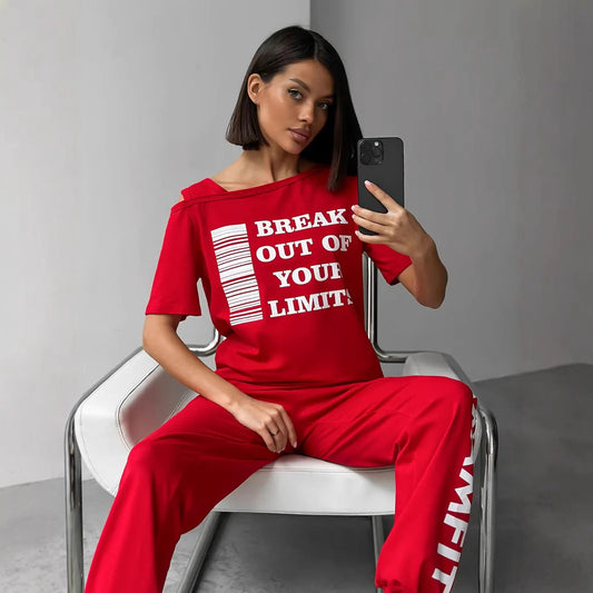 Damen modernes Sport-Set mit ausschnitt und grafischem Print Stalluxe