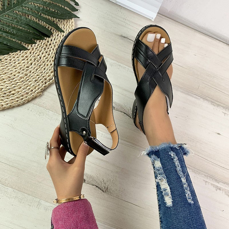Damen Komfortable Riemchen-Sandalen mit anatomischem Fußbett Stalluxe