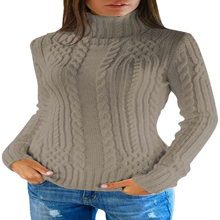 Damen Pullover mit hohem Kragen und Zopfmuster Stalluxe