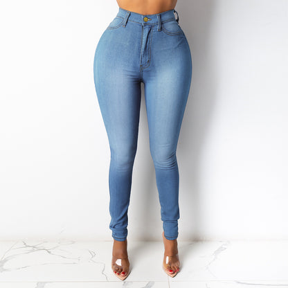 Damen Hochtaillierte Skinny Jeans im formenden Design Stalluxe Blau