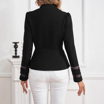 Damen Elegante Blazerjacke mit transparenten Ärmeln und tailliertem Schnitt Stalluxe
