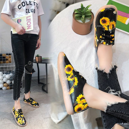 Damen modische Sneaker mit Sonnenblumen-Muster und rutschfester Sohle Stalluxe