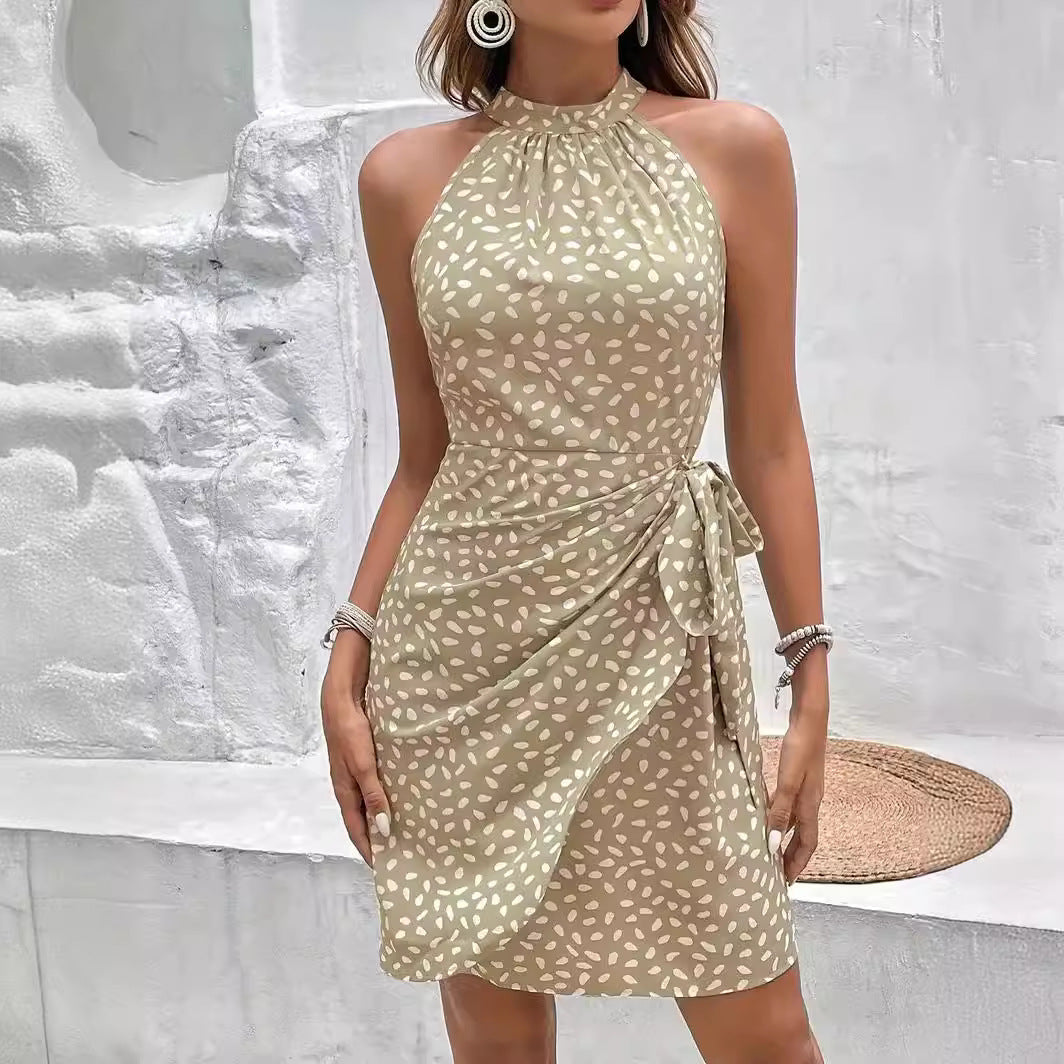 Damen Wickelkleid mit hoher Taille und elegantem Halterneck Stalluxe