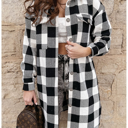 Damen Karierter Oversized-Hemdjacke Stalluxe