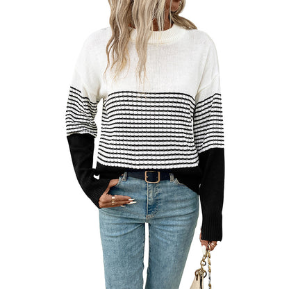 Damen Strickpullover mit modernen Blockstreifen Stalluxe