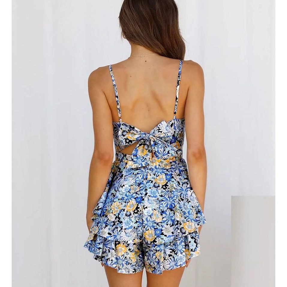 Damen Playsuit mit voluminösen Rüschen und floralem Design Stalluxe