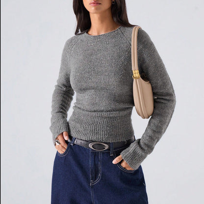 Damen Strickpullover mit geripptem Saum und bequemem Schnitt Stalluxe