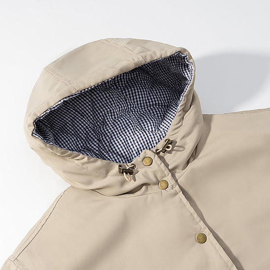 Damen modische cropped Übergangsjacke mit Kapuze und praktischen Taschen Stalluxe