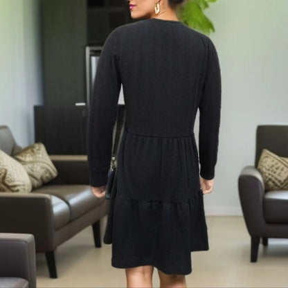 Damen lässiges V-Ausschnitt Kleid mit weitem Saum Stalluxe