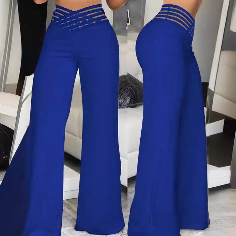 Damen weite Culotte-Hose mit modernem Cut-Out und elastischem Bund Stalluxe