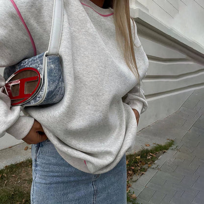 Damen Oversized Sweatshirt mit Kontrastnähten und lässigem Schnitt Stalluxe