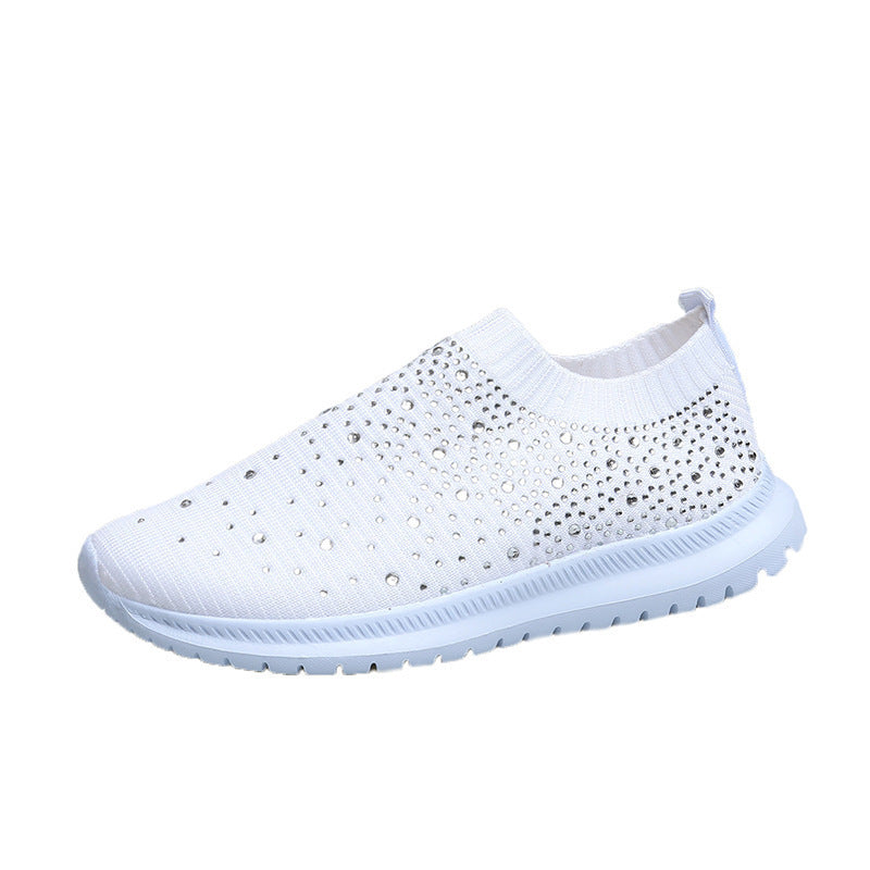 Damen Sportliche Slip-On Sneakers mit funkelnden Strassapplikationen Stalluxe