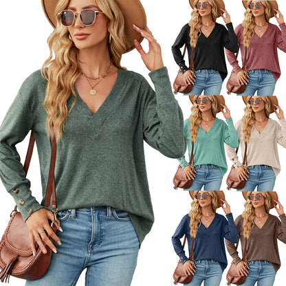 Damen oversized V-Ausschnitt Pullover mit modischen Knopfdetails Stalluxe