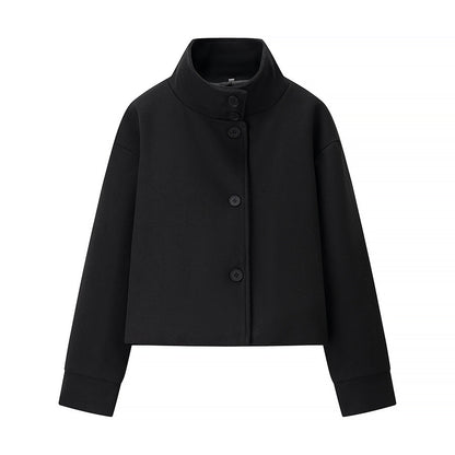 Damen cropped Blousonjacke mit elegantem Stehkragen und Knopfverschluss Stalluxe