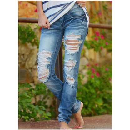 Damen Ripped Jeans im lässigen Urbanstyle mit ausgefransten Säumen Stalluxe