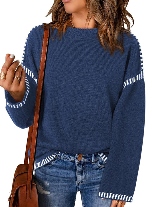 Damen lässiger Pullover mit Streifenakzenten Stalluxe