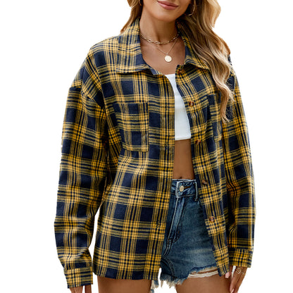 Damen Karierte Overshirtjacke mit lässigem Schnitt und praktischen Taschen Stalluxe