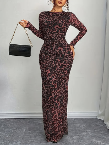 Damen Maxikleid mit Leo-Muster und figurformendem Schnitt Stalluxe