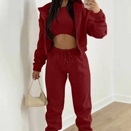 Damen sporty cropped Hoodie und Jogginghose Set Stalluxe
