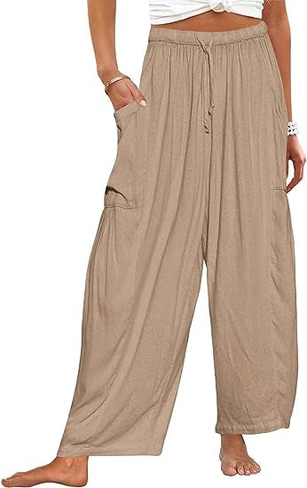 Damen weite Freizeithose mit tiefen Taschen und elastischem Bund Stalluxe