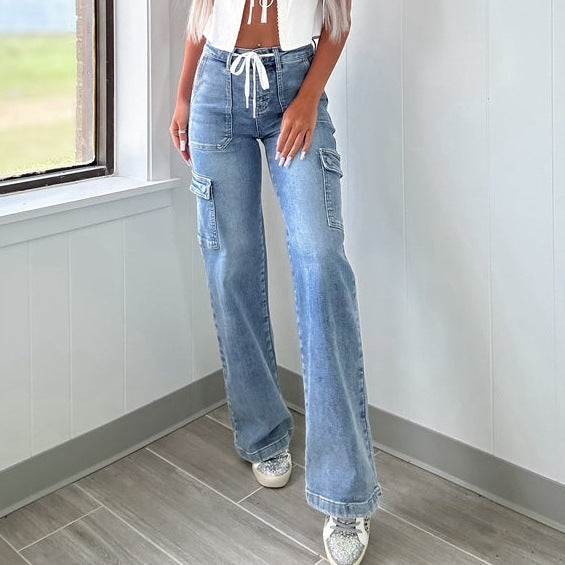 Damen Cargo-Jeans mit weichem Bund und praktischen Taschen Stalluxe